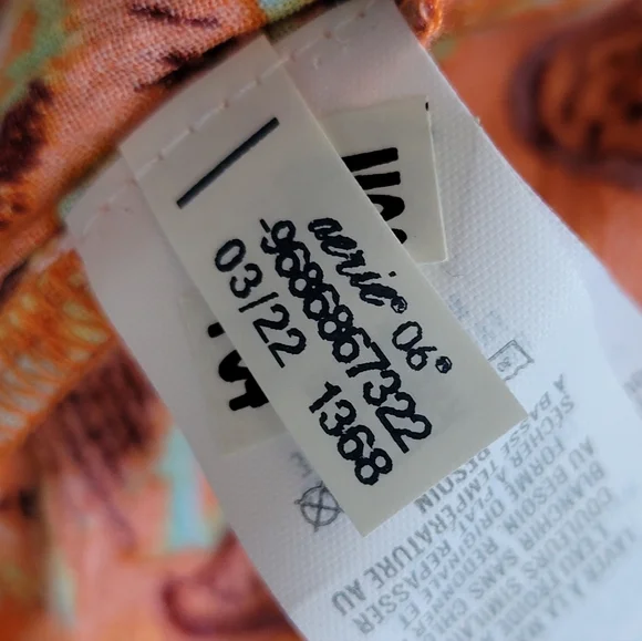 NWT Aerie Smocked Waist Mini Dress Orange Floral Tiered Ruffle Hem 100% Cotton M - Picture 16 of 16